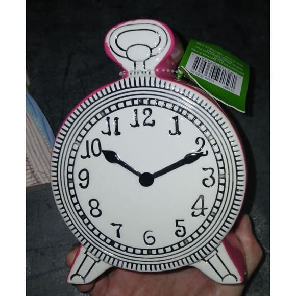 Ashland Pink and White Ceramic Clock One Size - Picture 2 of 9